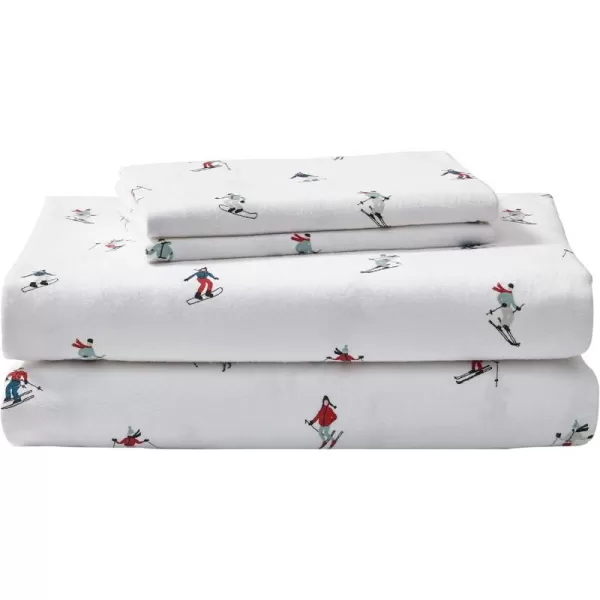 imageEddie Bauer  Queen Sheets Cotton Flannel Bedding Set Brushed For Extra Softness Cozy Home Decor Montlake Plaid QueenSki Slope WhiteMulti Twin