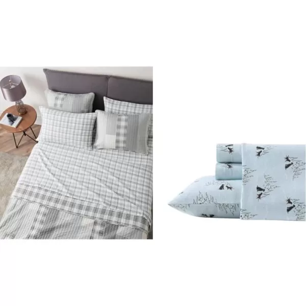 imageEddie Bauer  Queen Sheets Cotton Flannel Bedding Set Brushed for Extra Softness Cozy Home Decor Elk Grove Silver QueenBeacon Hill Ivory King Sheet Set  Bedding Set