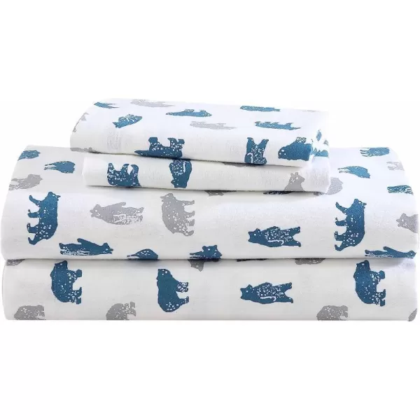 imageEddie Bauer  Queen Sheets Cotton Flannel Bedding Set Brushed for Extra Softness Cozy Home Decor Elk Grove Silver QueenBear Mountain Grey Twin XL Sheet Set