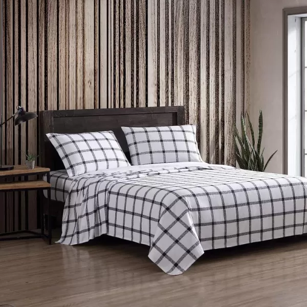 imageEddie Bauer  Queen Sheets Cotton Flannel Bedding Set Brushed for Extra Softness Cozy Home Decor Elk Grove Silver QueenBunkhouse Plaid CharcoalWhite King Sheet Set