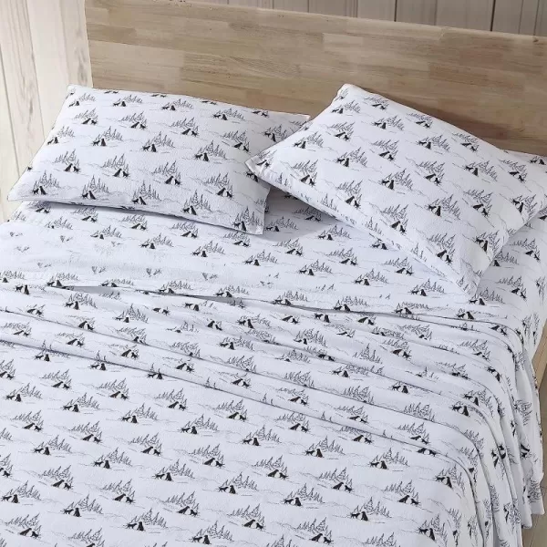 imageEddie Bauer  Queen Sheets Cotton Flannel Bedding Set Brushed for Extra Softness Cozy Home Decor Elk Grove Silver QueenDog Friends White Full Sheet Set