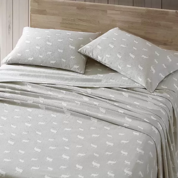 imageEddie Bauer  Queen Sheets Cotton Flannel Bedding Set Brushed for Extra Softness Cozy Home Decor Elk Grove Silver QueenElk Grove Silver Queen Sheet Set