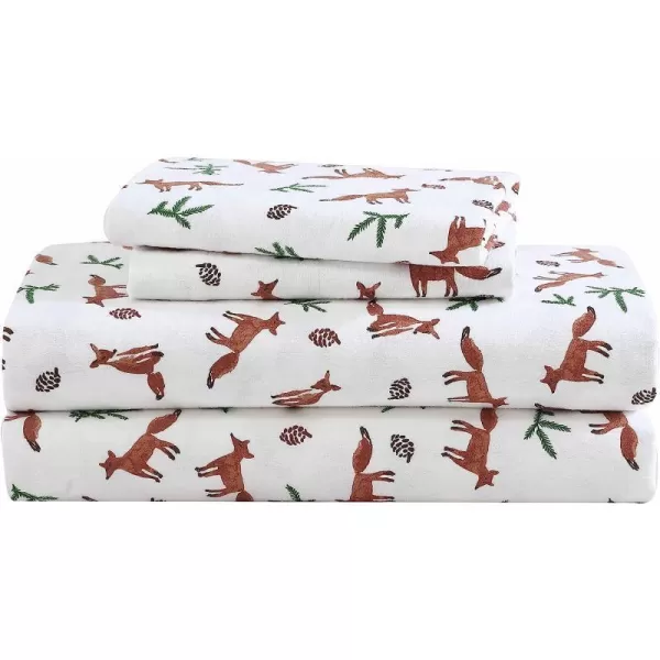 imageEddie Bauer  Queen Sheets Cotton Flannel Bedding Set Brushed for Extra Softness Cozy Home Decor Elk Grove Silver QueenFox Trail Orange Twin Sheet Set