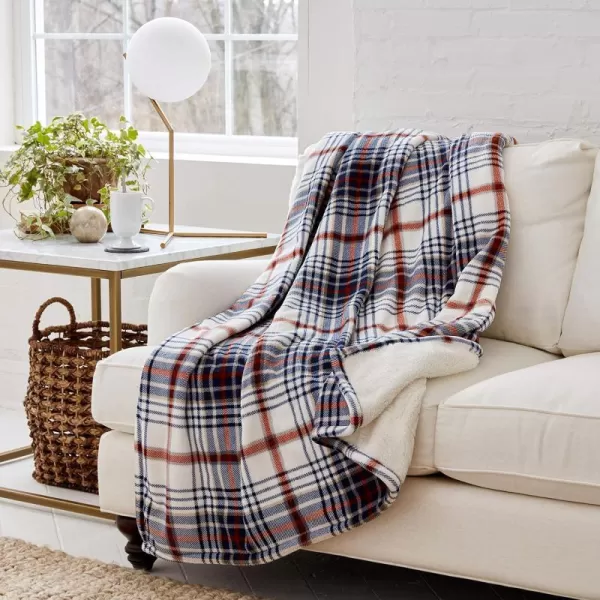 imageEddie Bauer  Smart Heated Electric Throw Blanket  Reversible Sherpa  Hands Free Control  WiFi Only 24GHz  Compatible with Alexa Google iOS Android  Glen Plaid NavyPlaid Blue