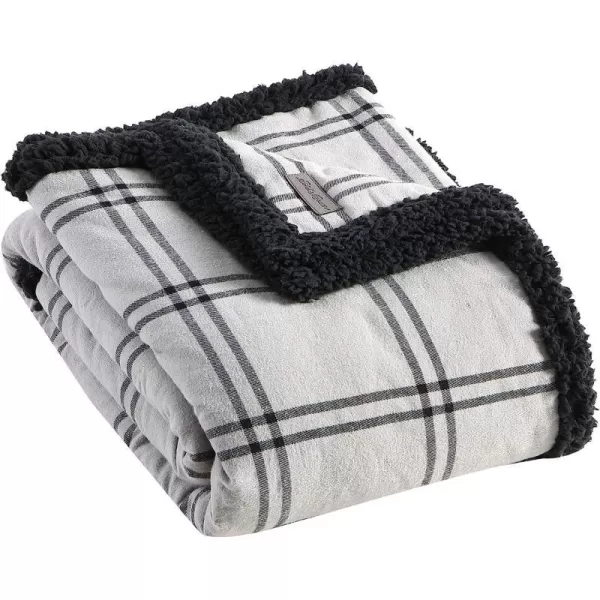 imageEddie Bauer  Throw Blanket Cotton Flannel Home Decor All Season Reversible Sherpa Bedding Kettle Falls GreyBlack ThrowThrow Kettle Falls Grey