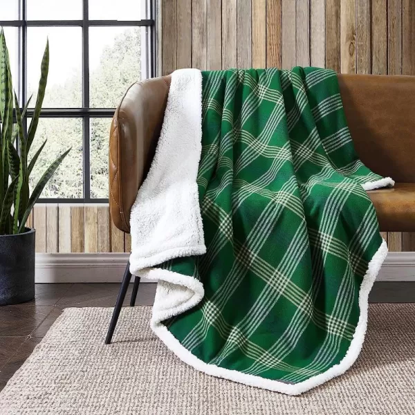 imageEddie Bauer  Throw Blanket Cotton Flannel Home Decor All Season Reversible Sherpa Bedding Union Bay Red ThrowUnion Bay Green