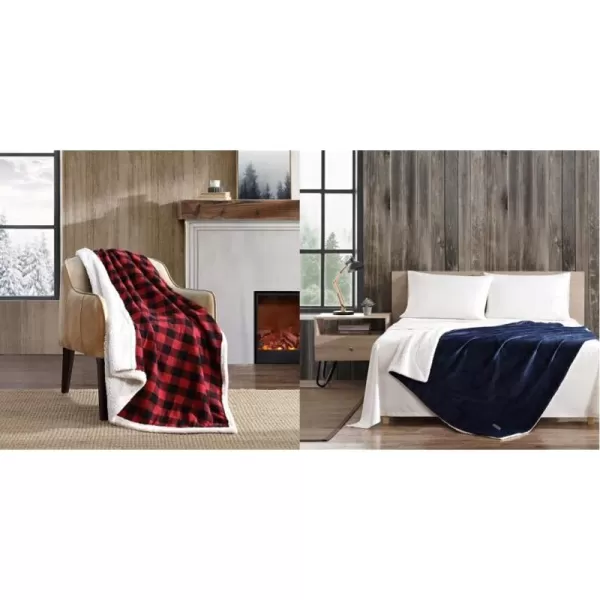 .Red Check Throw Blanket + Fleece Cover