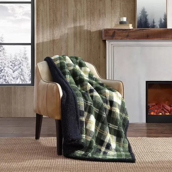 imageEddie Bauer  Throw Blanket Reversible Sherpa Bedding Warm amp Lightweight Home Decor for Colder Months Alpine Fair Isle ThrowTrailhead Plaid Green