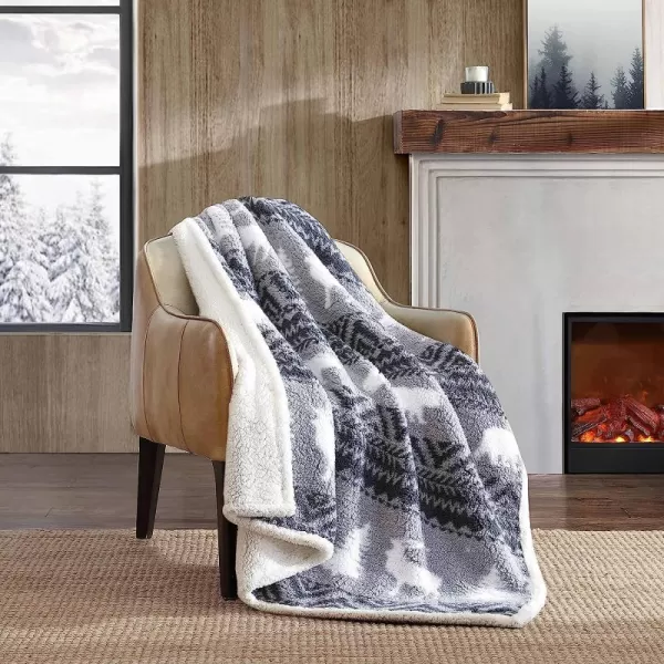 imageEddie Bauer  Throw Blanket Reversible Sherpa Bedding Warm amp Lightweight Home Decor for Colder Months Alpine Fair Isle ThrowWoodland Fair Isle GreyWhite