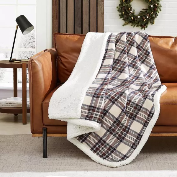 imageEddie Bauer  Throw Blanket Reversible Sherpa Fleece Bedding Home Decor for All Seasons Edgewood Red ThrowThrow 60 in x 50 in Edgewood Khaki