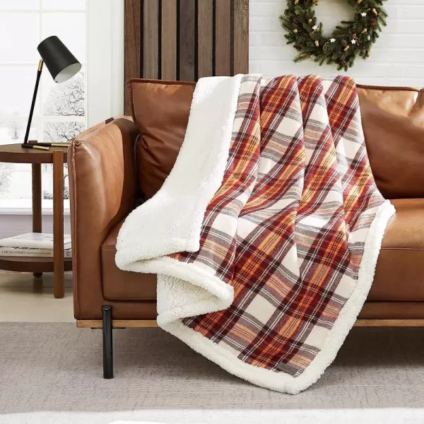 imageEddie Bauer  Throw Blanket Reversible Sherpa Fleece Bedding Home Decor for All Seasons Edgewood Red ThrowThrow 60 in x 50 in Edgewood Red