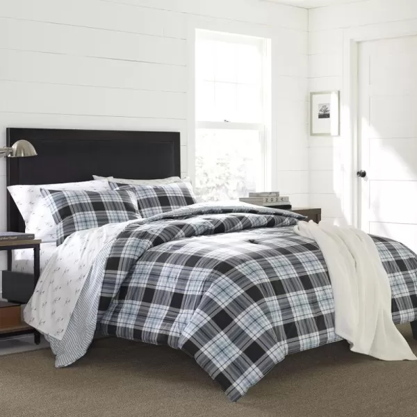 imageEddie Bauer  Twin Comforter Set Cotton Reversible Bedding with Matching Sham Stylish Home Decor Lewis Navy TwinKing