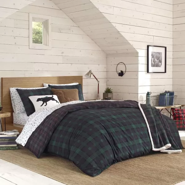 imageEddie Bauer  Twin Comforter Set Cotton Reversible Bedding with Matching Sham Stylish Plaid Home Decor Woodland Tartan Green TwinQueen