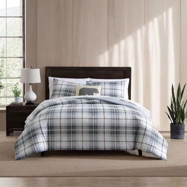 imageEddie Bauer  Twin Comforter Set Reversible Cotton Bedding with Matching Sham Plaid Home Decor for All Seasons Alder BlueGrey TwinTwin Alder BlueGrey