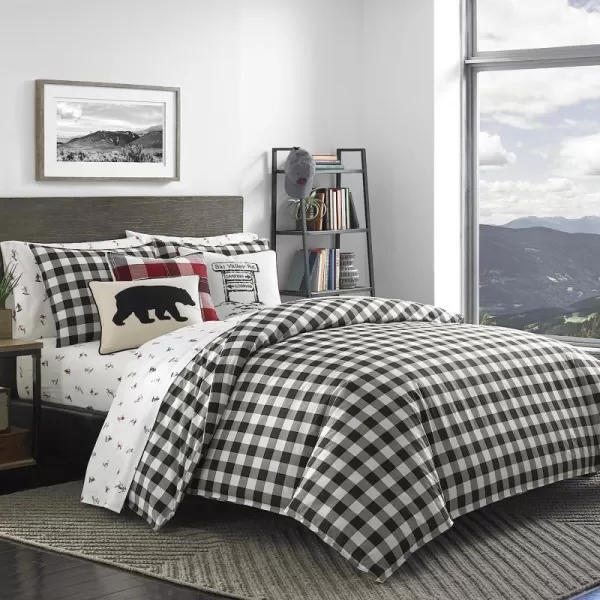imageEddie Bauer  Twin Duvet Cover Set Cotton Reversible Bedding Buffalo Plaid Home Decor for All Seasons RedBlack TwinComforter Set Twin Black Check