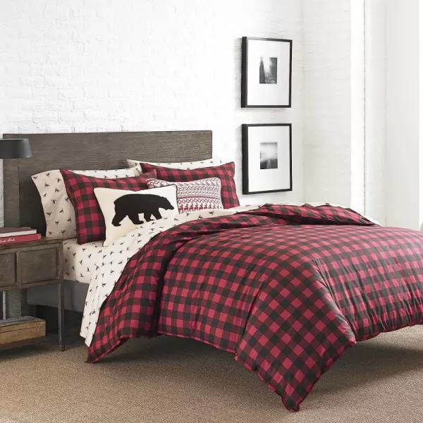 imageEddie Bauer  Twin Duvet Cover Set Cotton Reversible Bedding Buffalo Plaid Home Decor for All Seasons RedBlack TwinDuvet Set Queen RedBlack
