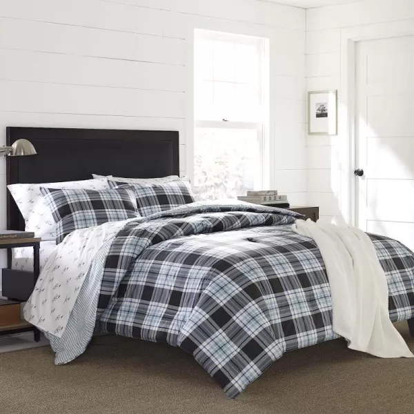 imageEddie Bauer  Twin Duvet Cover Set Cotton Reversible Bedding with Matching Sham Styligh Home Decor Lewis Navy TwinKing