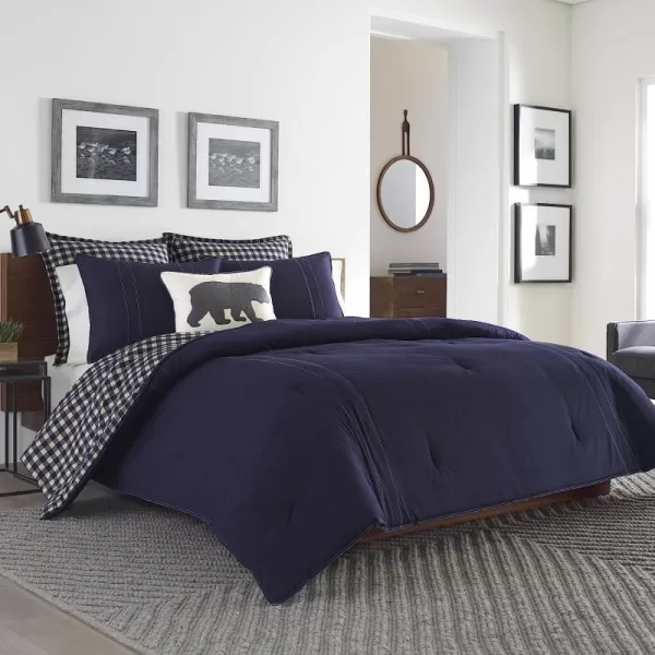 imageEddie Bauer  Twin Duvet Cover Set Cotton Reversible Bedding with Matching Sham Stylish Home Decor Kingston Navy TwinNavy Twin