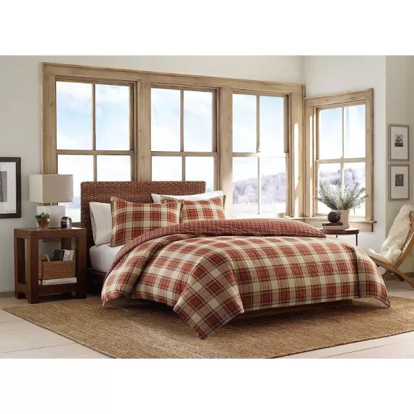 imageEddie Bauer  Twin Duvet Cover Set Reversible Cotton Bedding with Matching Sham Stylish Home Decor for All Seasons Edgewood Red TwinDuvet Cover Set Queen Red