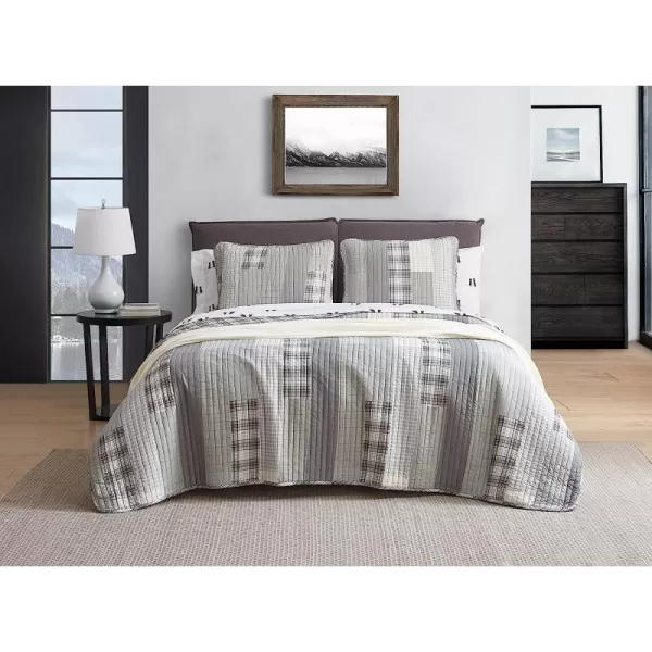 imageEddie Bauer  Twin Quilt Set Cotton Reversible Bedding with Matching Sham Home Decor for All Seasons Fairview Grey TwinFairview GreyIvory Queen
