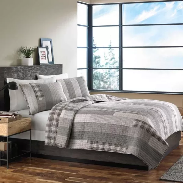 imageEddie Bauer  Twin Quilt Set Cotton Reversible Bedding with Matching Sham Home Decor for All Seasons Fairview Grey TwinFairview GreyIvory Twin
