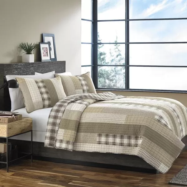 imageEddie Bauer  Twin Quilt Set Cotton Reversible Bedding with Matching Sham Home Decor for All Seasons Fairview Sand TwinQuilt Set King Fairview Sand