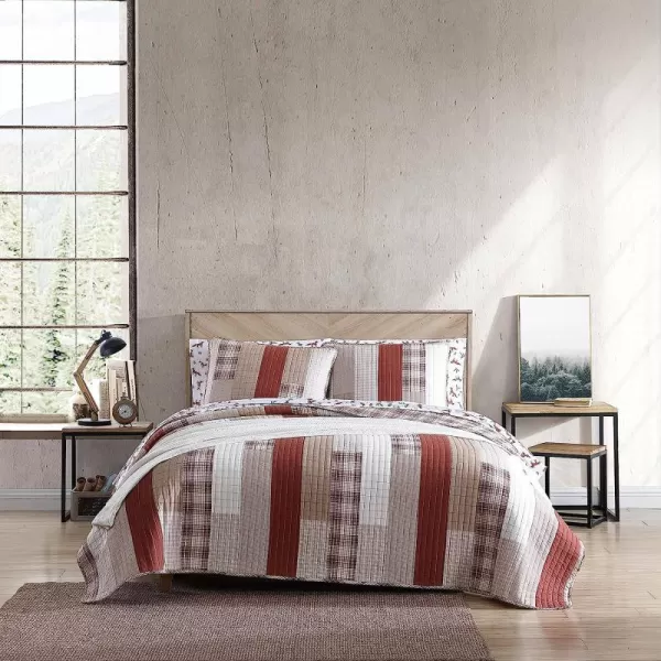 imageEddie Bauer  Twin Quilt Set Cotton Reversible Bedding with Matching Sham Home Decor for All Seasons Fairview Sand TwinQuilt Set King OrangeIvory