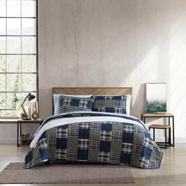 imageEddie Bauer  Twin Quilt Set Cotton Reversible Bedding with Matching Sham Lightweight Home Decor for All Seasons Madrona NavyRed TwinMadrona Plaid NavyGreen King