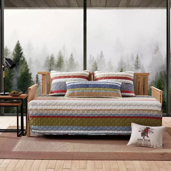 imageEddie Bauer  Twin Quilt Set Cotton Reversible Bedding with Matching Sham Lightweight Home Decor for All Seasons Salmon Ladder Multi TwinSalmon Ladder Multi Daybed