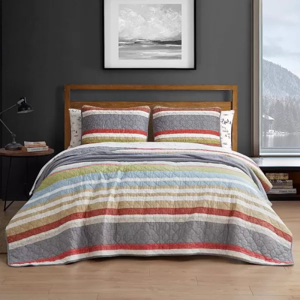 imageEddie Bauer  Twin Quilt Set Cotton Reversible Bedding with Matching Sham Lightweight Home Decor for All Seasons Salmon Ladder Multi TwinSalmon Ladder Multi King