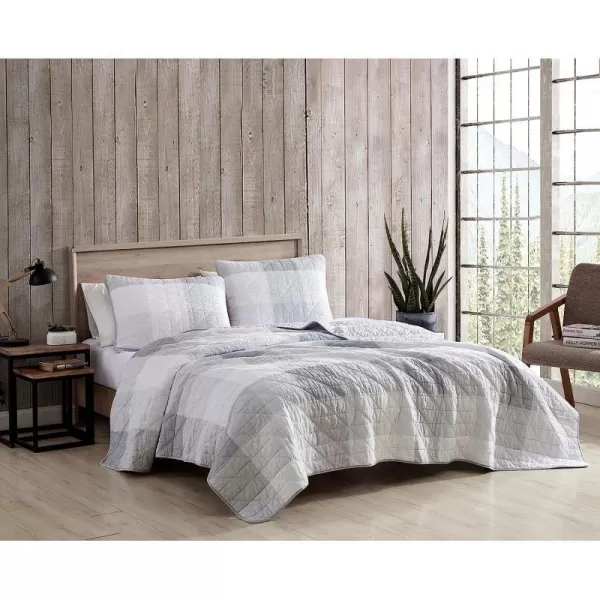 imageEddie Bauer  Twin Quilt Set Cotton Reversible Bedding with Matching Sham Medium Weight Home Decor Boulder Green TwinQueen Grey