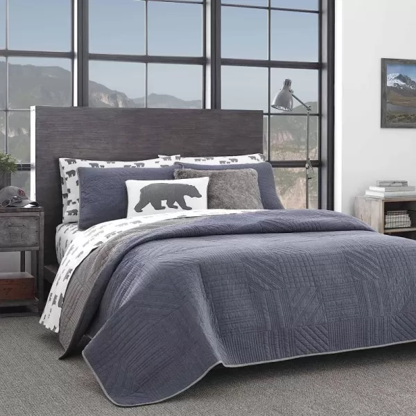 imageEddie Bauer  Twin Quilt Set Reversible Bedding with Matching Sham Lightweight Home Decor for All Seasons Hidden Lake Blue TwinKing Blue