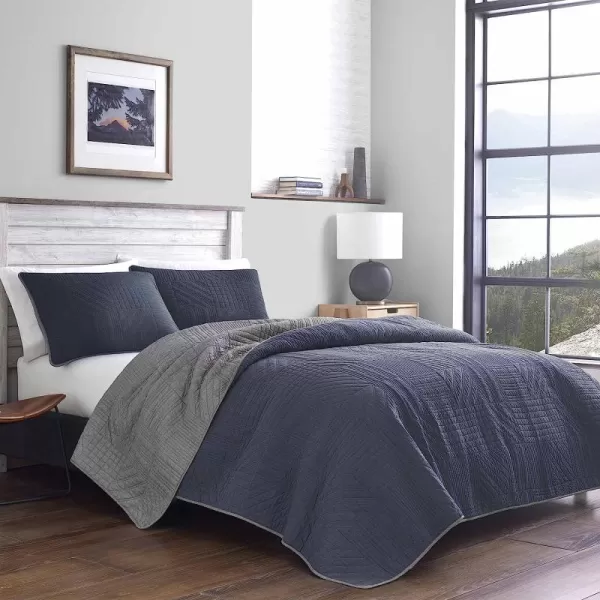 imageEddie Bauer  Twin Quilt Set Reversible Bedding with Matching Sham Lightweight Home Decor for All Seasons Hidden Lake Blue TwinQueen Blue