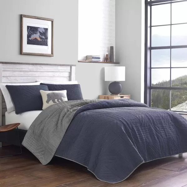 imageEddie Bauer  Twin Quilt Set Reversible Bedding with Matching Sham Lightweight Home Decor for All Seasons Hidden Lake Blue TwinTwin Blue