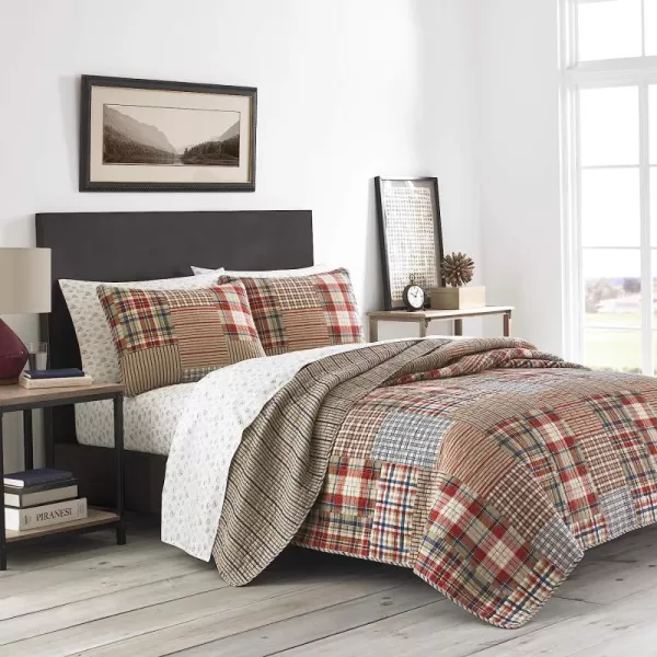 imageEddie Bauer  Twin Quilt Set Reversible Cotton Bedding with Matching Sham Lightweight Home Decor for All Seasons Hawthorne Brown TwinTwin Brown