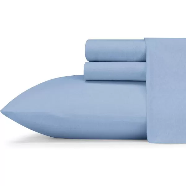 imageEddie Bauer  Twin Sheets Breathable Bedding Set Lightweight Home Decor for Warm Sleepers Jersey Knit White TwinBlue Full