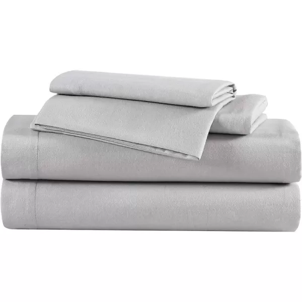 imageEddie Bauer  Twin Sheets Cotton Flannel Bedding Set Brushed for Extra Softness Cozy Home Decor Grey TwinGrey Full