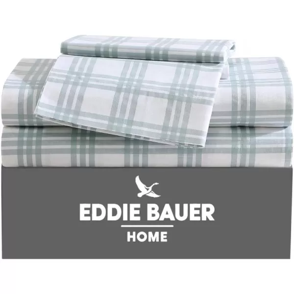 imageEddie Bauer  Twin Sheets Cotton Percale Bedding Set Crisp amp Cool Home Decor Light Green Plaid TwinTwin Basic Plaid Light Green