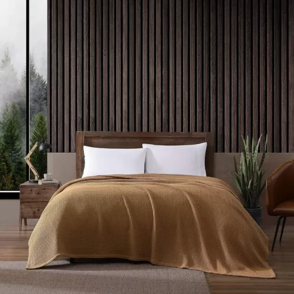 imageEddie Bauer Blanket Soft Waffle Weave Bedding Medium Weight Bedroom Decor Softens Every Wash Twin BrownQueen Brown