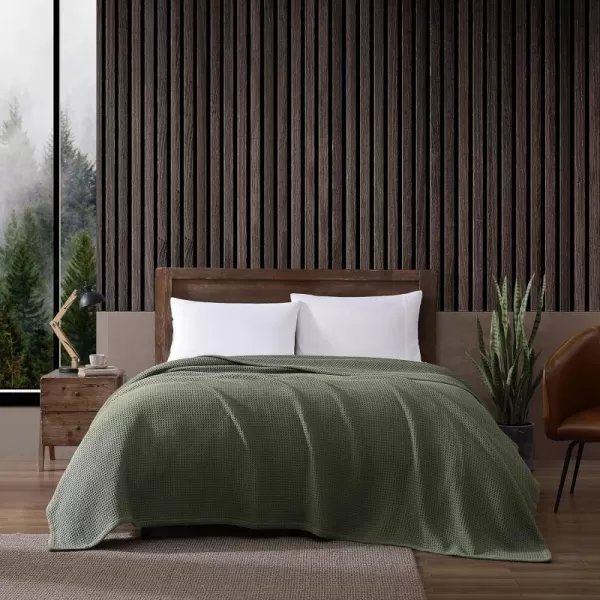 imageEddie Bauer Blanket Soft Waffle Weave Bedding Medium Weight Bedroom Decor Softens Every Wash Twin BrownTwin Green