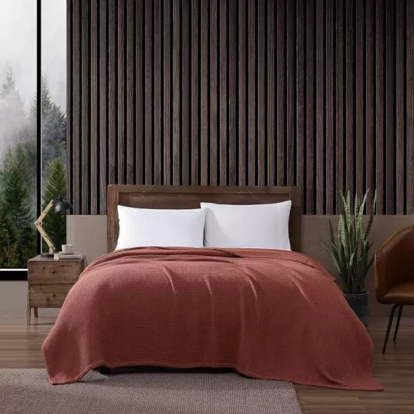 imageEddie Bauer Blanket Soft Waffle Weave Bedding Medium Weight Bedroom Decor Softens Every Wash Twin BrownTwin Orange