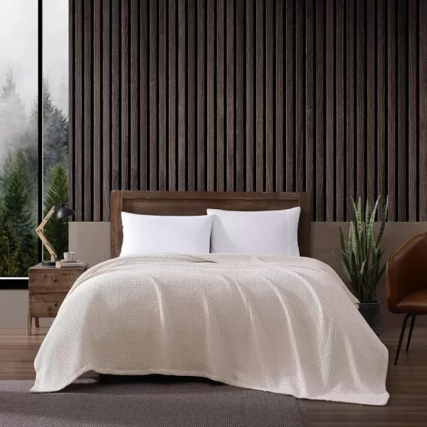 imageEddie Bauer Blanket Soft Waffle Weave Bedding Medium Weight Bedroom Decor Softens Every Wash Twin BrownTwin White