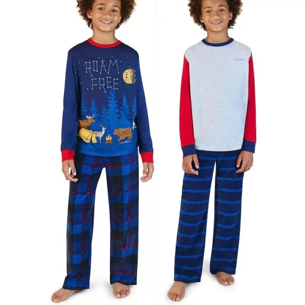 imageEddie Bauer Boys Pajama Set  4 Piece Cozy Fleece Winter Sleepwear Set  Long Sleeve Shirt and Pants Set for Boys 516BlueGrey