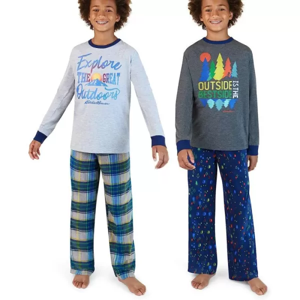 imageEddie Bauer Boys Pajama Set  4 Piece Cozy Fleece Winter Sleepwear Set  Long Sleeve Shirt and Pants Set for Boys 516Grey