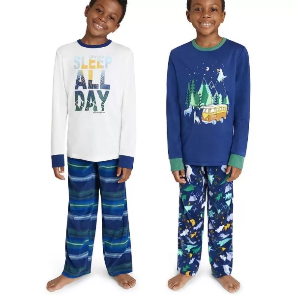 imageEddie Bauer Boys Pajama Set  4 Piece Cozy Fleece Winter Sleepwear Set  Long Sleeve Shirt and Pants Set for Boys 516WhiteBlue