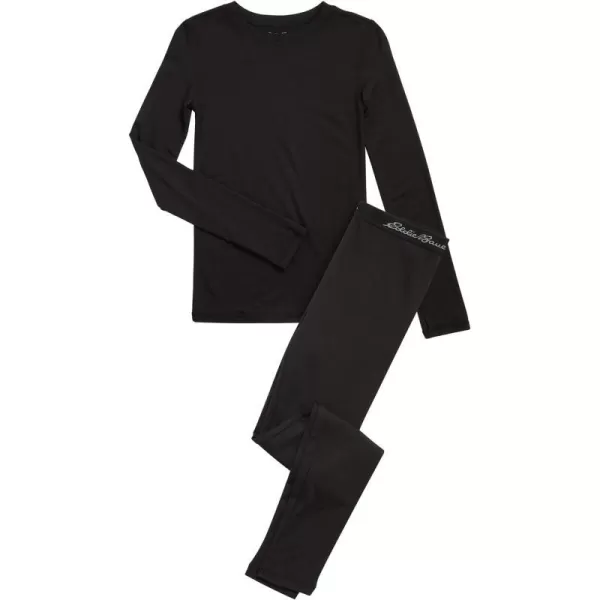 imageEddie Bauer Boys and Girls Thermal Underwear Set  2 Piece Performance Base Layer Long Sleeve TShirt Top and Bottom 516Black