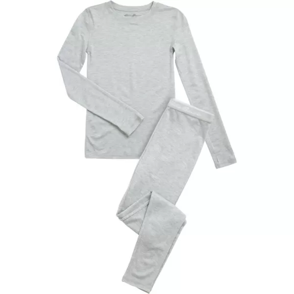 imageEddie Bauer Boys and Girls Thermal Underwear Set  2 Piece Performance Base Layer Long Sleeve TShirt Top and Bottom 516Heather Grey