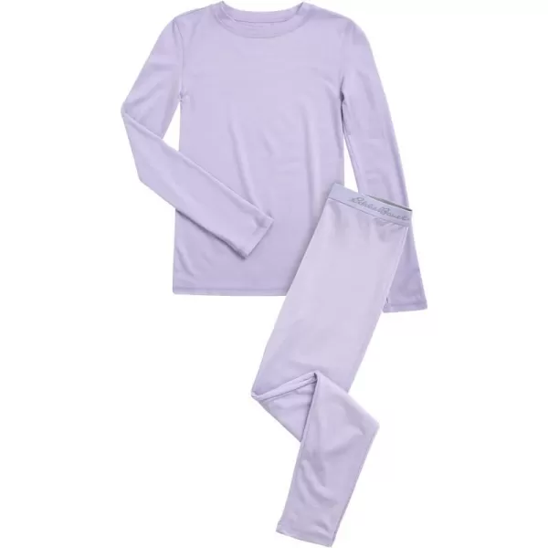imageEddie Bauer Boys and Girls Thermal Underwear Set  2 Piece Performance Base Layer Long Sleeve TShirt Top and Bottom 516Lavander