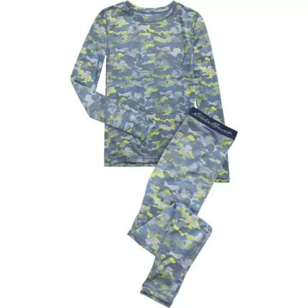 imageEddie Bauer Boys and Girls Thermal Underwear Set  2 Piece Performance Base Layer Long Sleeve TShirt Top and Bottom 516Lime Green