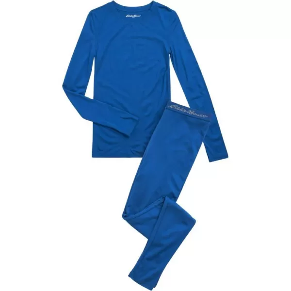 imageEddie Bauer Boys and Girls Thermal Underwear Set  2 Piece Performance Base Layer Long Sleeve TShirt Top and Bottom 516Nautical Blue